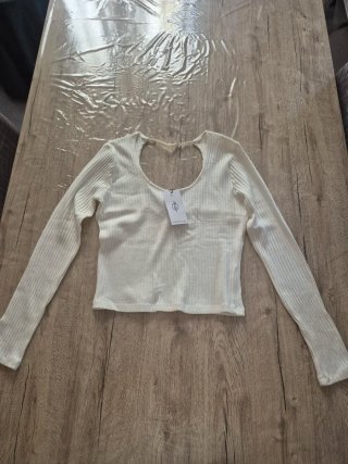 Top manga larga blanco