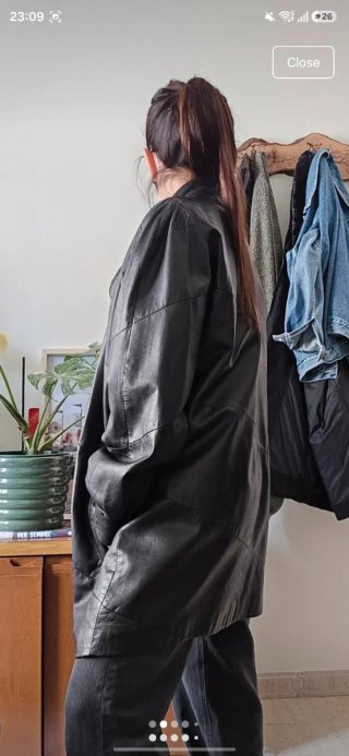 Chaqueta efecto piel negra vintage