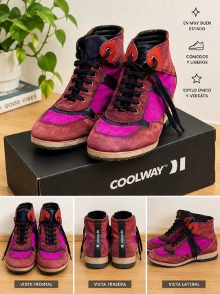 Botines Geox.39 Zapatillas fucsia y Rojo con cuña