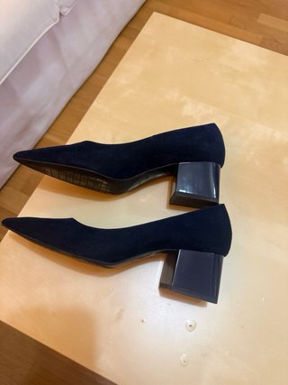 Zapatos Zara Azul Marino Tacón Ancho Talla 37