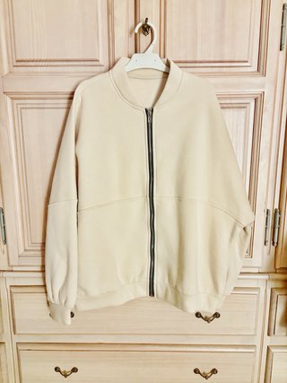 Sudadera oversiza con Cremallera enCrema/Beige