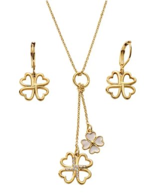 Set Cadena y Aretes Baño Oro 24k
