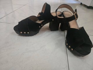 Sandalias negras tacón plataforma