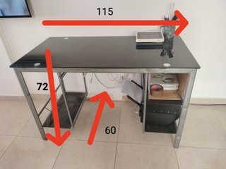 Mesa de Ordenador con Sobre de Cristal