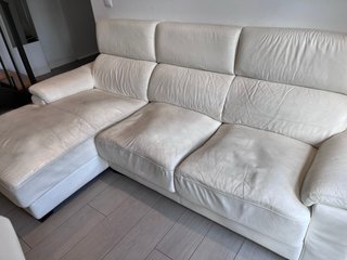 Sofá Chaise Longue de Piel Blanco 2,50m