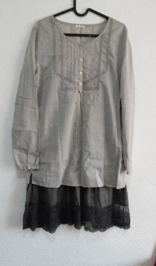Conjunto Camisola Gris claro y vestido gris oscuro