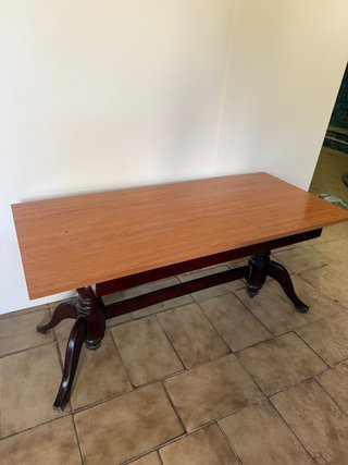 Mesa centro madera clásica 110x50 patas torneadas