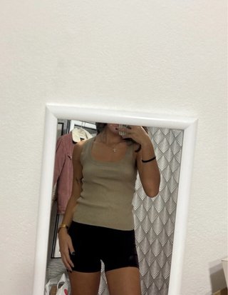 Camisola bege malha canelada