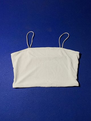 Crop top acanalado tirantes finos blanco
