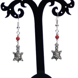 Pendientes Tortuga Celta Guardiana Cristal Rojo
