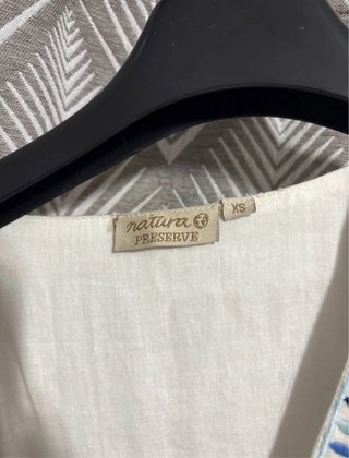 Colete bordado Natura azul e branco tam XS