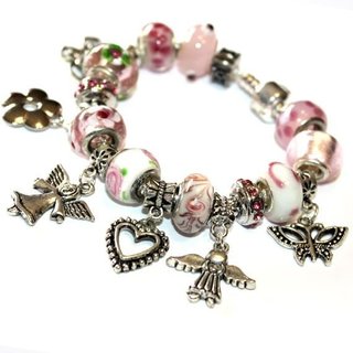 Pulsera Charms Rosa Amor Angelical Estilo Pandora