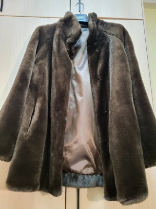 Chaquetón mujer pelo sintético marrón
