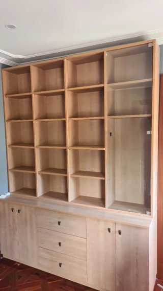 Estantería modular madera y cristal