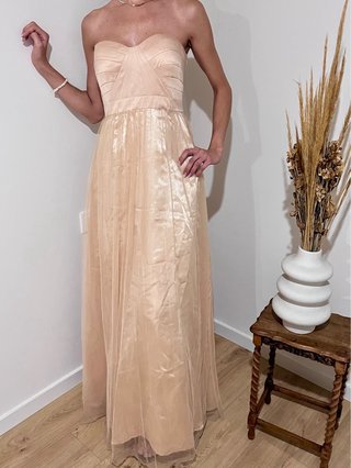 Vestido Fiesta Palabra de Honor Dorado