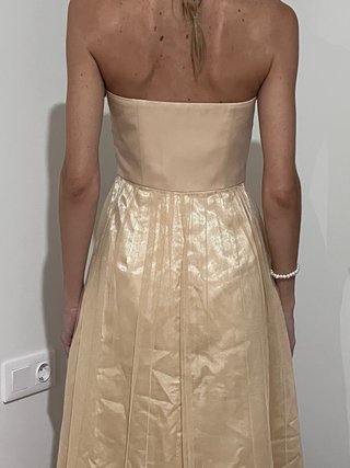 Vestido Fiesta Palabra de Honor Dorado