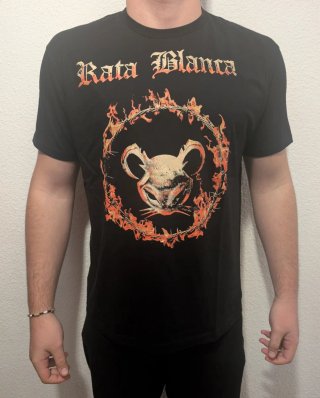 CAMISETA NEGRA - RATA BLANCA - TALLA XL y más...