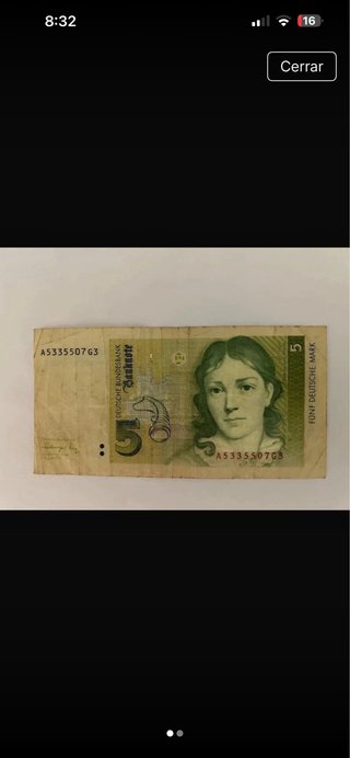 Billete Antiguo Alemania - 5 Marcos Alemanes 1991
