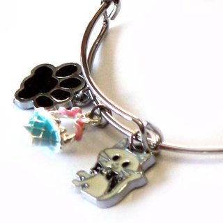 Pulsera Dijes Gatito Blanco Económica Juvenil