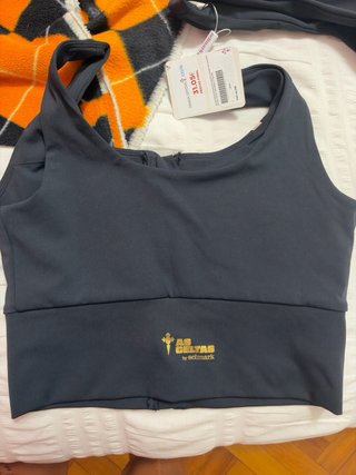 Top deportivo Celta cremallera beige y negro