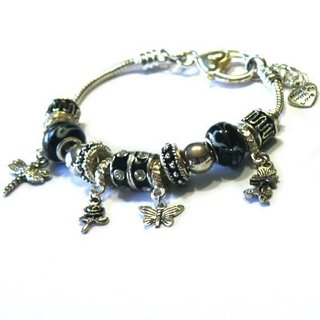 Pulsera Jardín de Verano en Negro y Plateado
