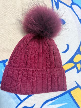 Gorro lana burdeos pompón talla única