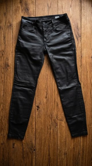 Pantalones Skinny Negro Encerado