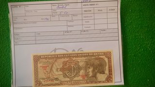 Billete Antiguo Brasil 5 Cruzeiros 1961
