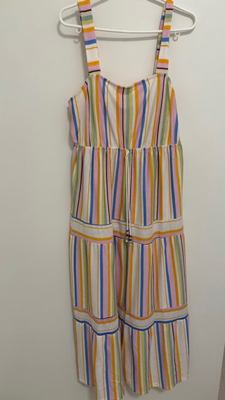 Vestido largo de rayas multicolor