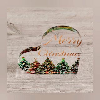 Adorno a forma di cuore per Natale con alberi Merry Christmas