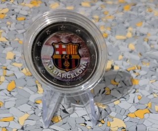 Moneda 2€ F.C. Barcelona con Expositor