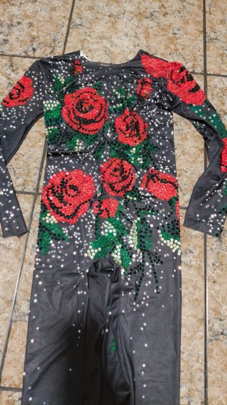 Mono elástico con pedrería y estampado floral