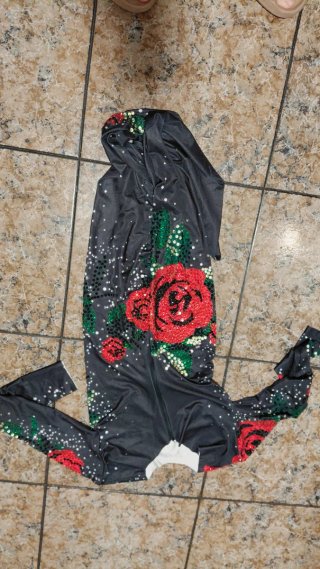 Mono elástico con pedrería y estampado floral