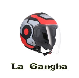 Casco Jet Shiro Tokio SH-64 Ultron Rojo Gris Mate.