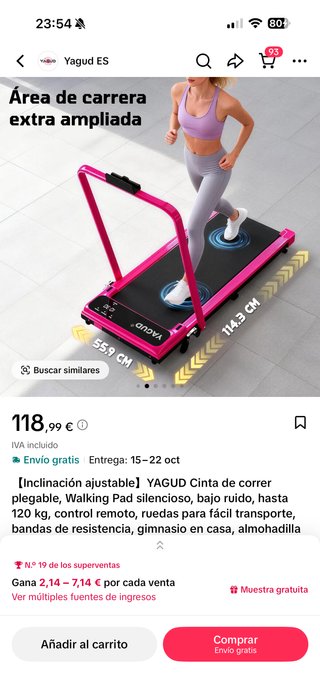 Cinta de correr YAGUD plegable negra