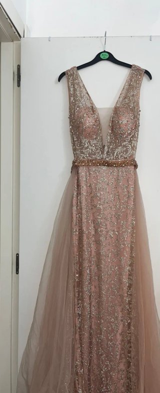 Vestido de fiesta dorado y rosa talla 36'38