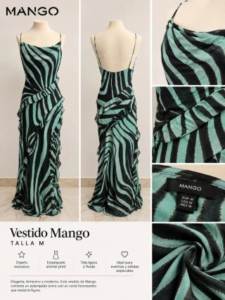 Vestido Largo Mango Estampado Talla M