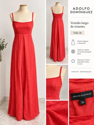 Vestido Largo Rojo Adolfo Domínguez T.36