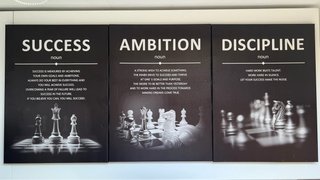 Set 3 Cuadros Motivacionales Negro/Plata