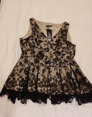 Top fiesta mujer SAVIDA encaje negro beige