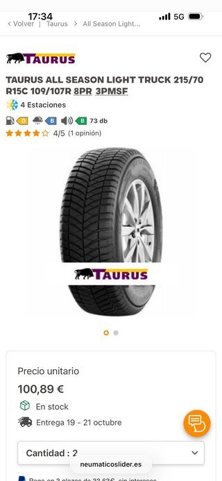 Neumáticos 4 estaciones  215 70 R15c mas llantas