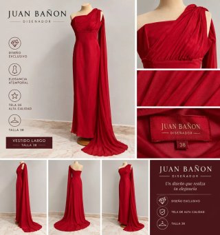 Vestido Largo Rojo Juan Bañón Talla 38