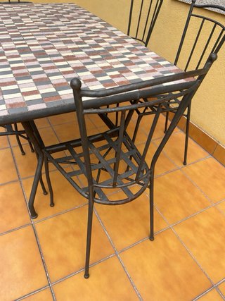Mesa de jardín mosaico con 6 sillas