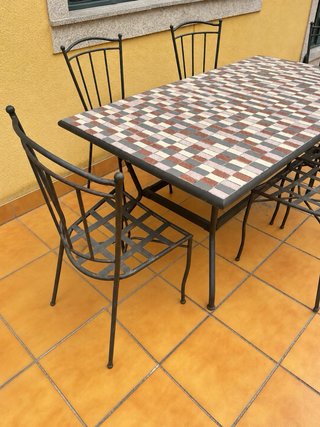 Mesa de jardín mosaico con 6 sillas