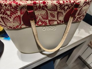 Bolso O bag Beige y Rojo