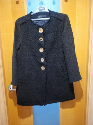 Abrigo Tweed Zara Negro