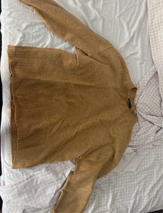 Jersey de punto color mostaza/ marron