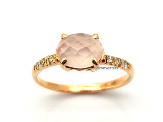 sortija oro 18k con piedra con diamante,cuarzo