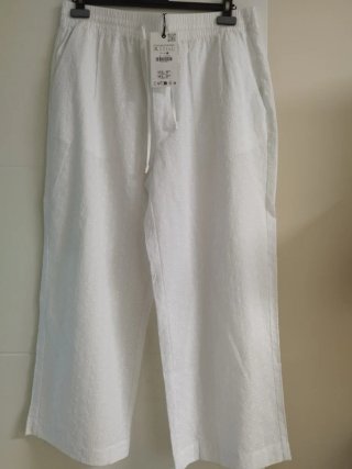 Pantalón blanco bordado perforado XL