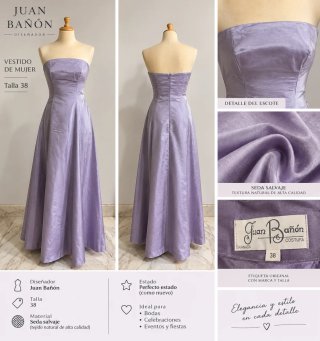 Vestido Palabra de Honor Juan Bañón Talla 38